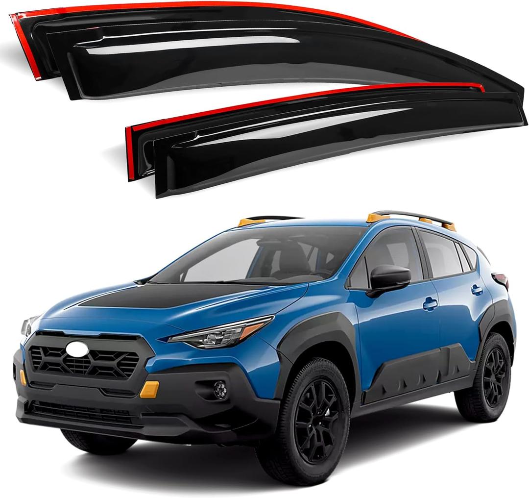 AUXKO Window Rain Guard for Subaru Crosstrek 2018-2023 & Subaru Impreza Hatchback 2017-2023 Outside Tape-On Shatterproof Sun Smoke Guard Vent Visor Side Wind Deflectors Accessories Smoke Black (Fashion)