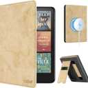 CoBak Stand Case for 7" Kindle Paperwhite 12th Gen 2024 and Kindle Colorsoft with Hand Strap - Compatible with iPhone MagSafe, for Samsung/Belkin/Anker Wireless Charging Pads, Durable, Auto Sleep Wake (*Linen)