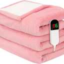 Premium Heated Throw Blanket 50"60" - Ultra Cosy Soft Electric Blanket with 8 Heating Levels,Plush Fast Heating Faux Rabbit Fur Blanket for Bed & Couch - Auto Shut Off,Machine Washable (Pink)