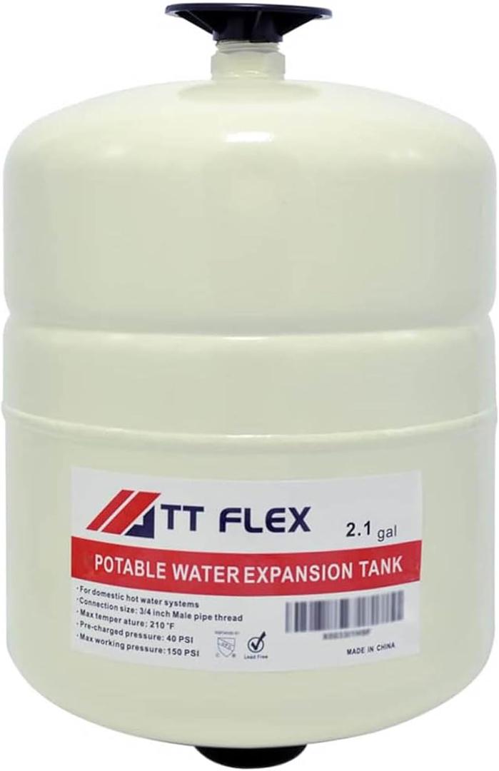 Potable Thermal Expansion Tank for Water Heater, 2.1 Gallon Capacity, 3/4 Inch MNPT Connection