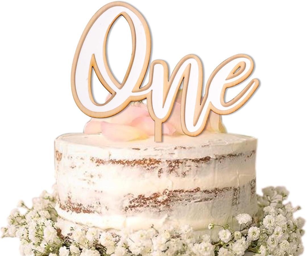 VANGNING White One Cake Topper - First Birthday Cake Topper - One Cake Topper - Cake Smash (white one CT)