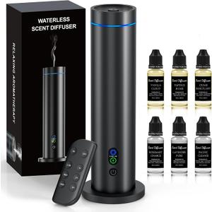 Waterless Diffuser, 1000 Sq.Ft Coverage, Essential Oil Diffuser– Plug-in Only, Remote Control, Adjustable Mist Mode, Mood Lights Aromatherapy Diffuser for Home, Large Room, Office, Hotel, Black