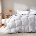 Goose Feather Down Comforter California King Size,100% Organic Cotton Duvet Insert,All-Season Luxury Duvet Insert with Baffle Box Design, 750+Fill Power Hotel Collection Bedding Comforter (White)