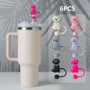 2 x HWGODDYE 6PCS Dog Straw Cover Toppers for Stanley Cup with Handle 40oz/30oz Accessories