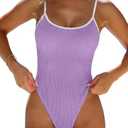 ANRABESS Women One Piece Swimsuit Backless Full Coverage Ribbed Adjustable Strap Bathing Suit Beach Vacation Clothes Swimwear, L