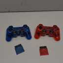 Burcica Wireless Controller for PS-2 Play 2 Double Vibration 2 - ClearBlue and ClearRed