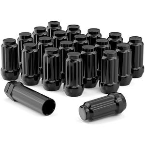 EZISOE 20PCS 12x1.25 Thread Size Black Wheel Lug Nuts, Closed End Bulge Acorn Wheel Lug Nuts for G35 G37 350Z 370Z Outback Forester with Socket Key 20 Count