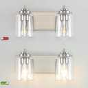 SOLFART Brushed Nickel Bathroom Light Fixture Vanity Lighting Fixtures Over Mirror 2 Light Bathroom Vanity Light Nickel Wall Light