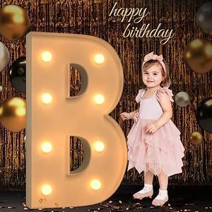 Marquee Light Up Letters, 3FT Large Letters for Party Decorations, Marquee Numbers, Mosaic Balloon Frame, Baby Letters for Baby Shower Birthday Wedding Engagement Party, Pre-Cut Foamboard Letter B