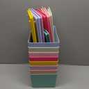 Menkxi 8 Pcs Storage Bins with Lids Small Plastic Storage Containers Stackable Storing Baskets Box Cute Organizer Bins for Organizing Shelves (Mixed Color)