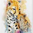 ANMOGID Wall Art Canvas Heartwarming Cheetah Family Watercolor Posters Modern Aesthetic Decor Prints for Bedroom Living Room Office with Premium Fade Resistant Canvas 11x14inch(28x35cm) (11L" x 14W")