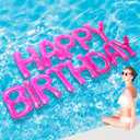 Shappy 20'' Happy Birthday Pool Large Floating Letter Balloons with Adhesive Dots Inflatable Pool Decorations for Summer Birthday Party