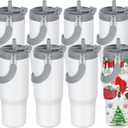 8 Pack 30oz Sublimation Tumbler with Handle, Sublimation Flip Straw Tumbler with Portable 2-in-1 Lid, Stainless Steel Insulated Water Bottle, Leak Proof Travel Coffee Mug Cup for Home, Outdoor or Car