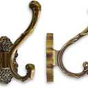 Vintage Brass Coat Hooks Wall Mount - 2 Pack Heavy Duty Rustproof Decor for Hanging Towels, Jackets, Hats - Easy Install Kit for Bathroom, Entryway, Mudroom & Bedroom