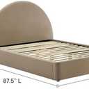 Modway Resort Queen Size Platform Bed with Arch Shaped Round Headboard in Taupe, Upholstered Velvet Bed Frameain-Resistant Performance Velvet, Soft Cloud Bed Frame, No Box Spring Needed