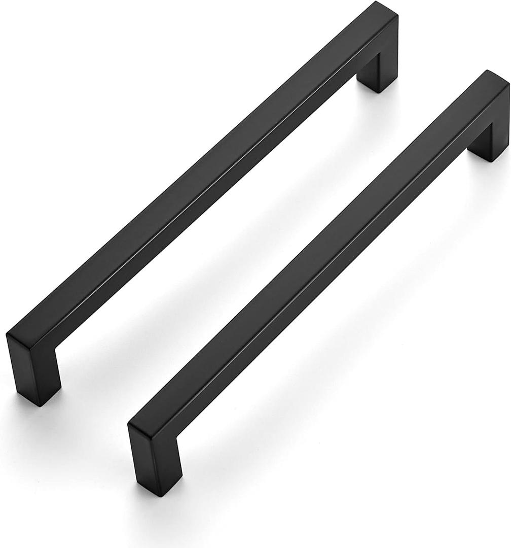 Ravinte 32 Pack Stainless Steel Kitchen Cabinet Handles Matte Black Square Bar Cabinet Pulls Kitchen Drawer Handles Sleek Dresser Drawer Pulls with 7-1/2 inch Hole Centers Flat Black Cabinet Hardware