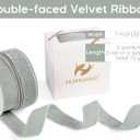 HUIHUANG Silver Velvet Ribbon 1 inch Double Face Thick Velvet Ribbons for Gift Wrapping, Christmas Tree Ornaments, Wreath Decor, Bows, Crafts, Wedding Decor- 10 Yards