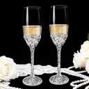 Champagne Flutes -His and Hers,Wedding Toasting Glasses for Engagement Celebrations, Bridal Shower and Registry Idea, Tall Wine Glasses for Bride and Groom Gifts,7oz (Silver new)