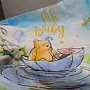 Winnie Bear Backdrop Pooh Baby Shower Decorations for Boys Kids Newborn Classic Bear Blue Balloons and Friends Background Table Banner Photo Studio Props Photography Background 6x3.6ft