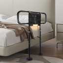 Bed Rails for Elderly Adults Safety: Adjustable Heights Bed Cane with Storage Pocket, Non-Slip Handle, Motion Sensor Light, Bedrails for Elderly Adults Grab Bar Bed Handrails, Can Withstand 400LB (Upgraded Model, Black)