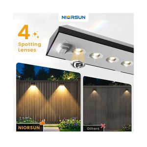 NIORSUN Solar Fence Lights 7 Pack, 3000K Warm White with 4 Spot Lenses, 100 Lumens Wider Coverage, IP65 Waterproof, Auto On/Off, Peel and Stick for Fence, Deck, Wall, Garden