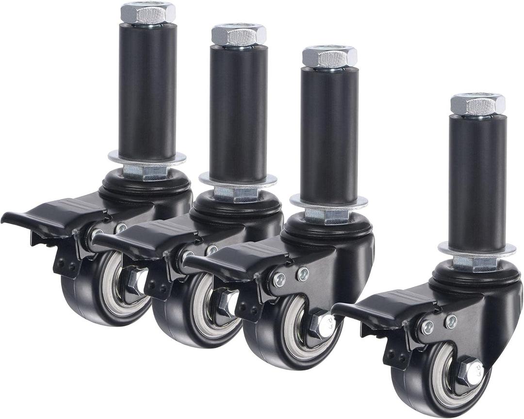 uxcell Swivel Expanding Stem Caster with Brake 1.5" Diameter Fit 7/8" ID Tube Pipe Legs 88Lbs Load Capacity, for Kitchen Prep Tables, PVC, Pack of 4