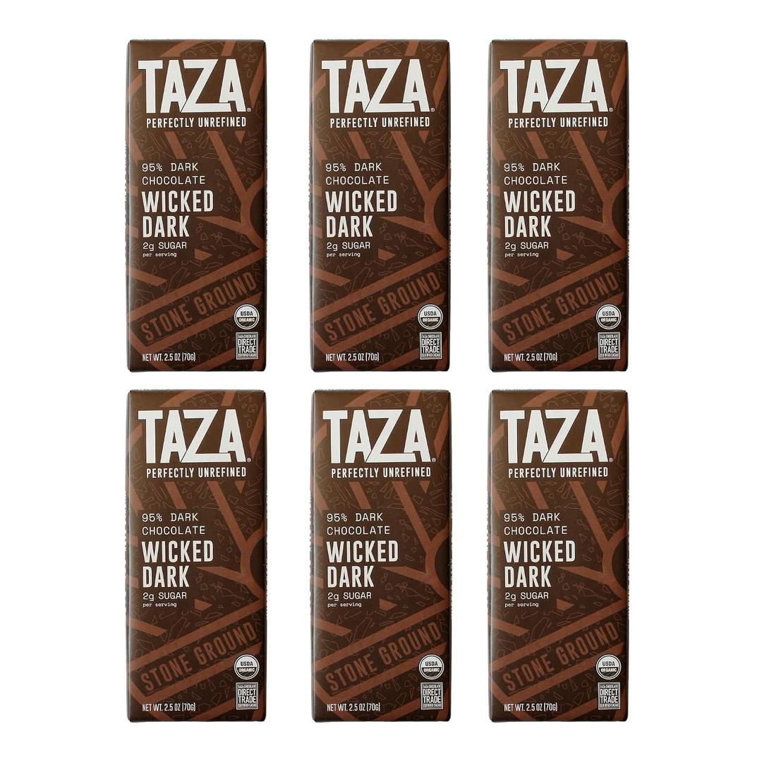 Taza Chocolate Organic Amaze Bar 95% Stone Ground, Wicked Dark, 2.5 Ounce (6 Count), Vegan BBD: 07-21-27