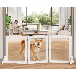Snughome Clear Freestanding Dog Gate, 23.62" H Acrylic Pet Gate, 59.1" W