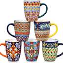 vancasso 16 oz Coffee Mugs Set of 6, Large Ceramic Mug with Handle, Boho Coffee Cups for Latte, Cappuccino & Hot Chocolate, Dishwasher & Microwave Safe Gift Set, Series SIMI