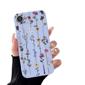 ZTOFERA Floral Case for iPhone 15 Pro Max 6.7",Cute Flower Pattern Case for Girls Women,Flexible Silicone Protective Slim Shockproof Bumper Phone Cover for iPhone 15 Pro Max,Purple Pack of 2