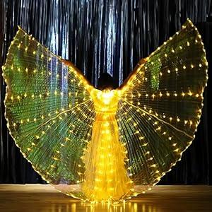 Sekopesy Illuminated LED Fairy Wings for Kids and Adults Multicolored Glowing Butterfly Wings for Enchanting Parties and Events (40inch for Kids, Yellow Lights)