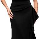 Xscape Women's Techno Scuba Criss Cross Halter Neck Ruffle Floor Length Dress, 4 Petite, Black 