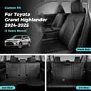 Car Seat Covers Customized for Toyota Grand Highlander 2024 2025 2026 8 Seater, Full Set Faux Leather Replacement Accessories - Second Row 40/60 Split Bench - Black