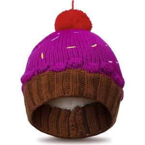 Geyoga Cupcake Beanie Hat for Women Valentine's Day Winter Knitted Ice Cream Costume Hat Crochet Cake Beanie for Adult Gifts Purple