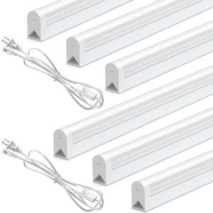 SHINESTAR 6-Pack LED Shop Lights, 4FT, 6500K Super Bright White, 18W 1800LM, T5 Utility Light Fixture for Garage, Ceiling and Under Cabinet, Corded Electric with ON/Off Switch