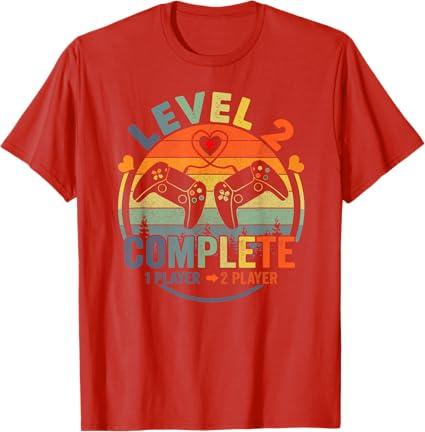 Gamer 2nd Wedding Anniversary Level 2 Complete Anniversary T-Shirt, 2XL