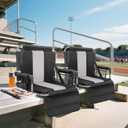 ALPHA CAMP Stadium Seat Chair for Bleachers with Back & Arm Rest (Black Grey-2pcs)