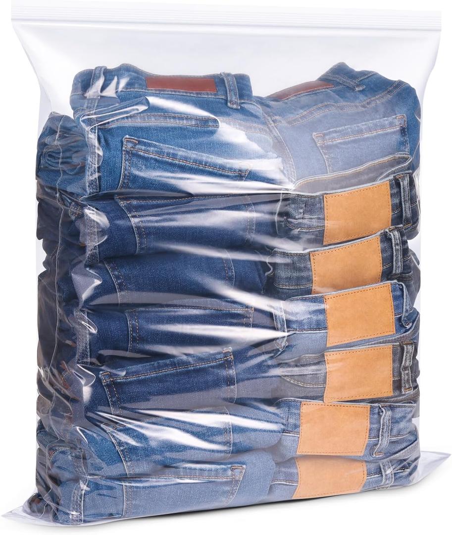 12 Count 18" x 24" Large 5 Gallon Plastic Zipper Storage Bags, 5 Gallon Clear Reclosable Storage Bags Great for Clothes, Shoes, Travel (4.72 Mil Thick)