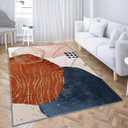 Ansouyi Orange Blue and Gold Non-Slip 5x7 ft Area Rugs, Washable Rug Carpet for Living Room, Terracotta Abstract Modern Art Home Decor Rugs for Game Room Classroom Bedroom Dining Kindergarten Room