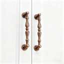 2 Pack Zinc Alloy Vintage Drawer Pulls with Screws - Ornate Drawer Handles for Kitchen Cabinets, Dresser Drawers, Furniture Hardware (Antique red Bronze, 3.78 inch Hole spacing)