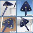 360 Degree Rotatable Adjustable Cleaning Mop,52.1'' Telescopic Triangular Mop with Automatic Water Squeezing Function for Floor Window Ceiling,with 4 Replacement Microfiber Pads (Blue)