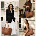 LOVEVOOK Laptop Tote Bag for Women 15.6 In Work Bags with Triple Compartments Large Faux Leather Computer Office Briefcase