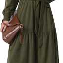 Kedera Elegant Corduroy Dress Women Long Sleeve Button Down Spring Shirt Long Maxi Dress with Belt (Medium)
