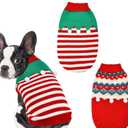 2PCS Puppy Christmas Sweater Cat Turtleneck Knitwear Xmas Elf Outfits Dog Warm Clothes Sweater for Kitties Puppies, Size: XL