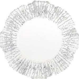 ChargeIt by Jay Flower Charger Large 13-inch Decorative Glass Service Plate for Home Or Professional Fine Dining-For Upscale Catering Events, Dinner Parties, Or Weddings, Silver