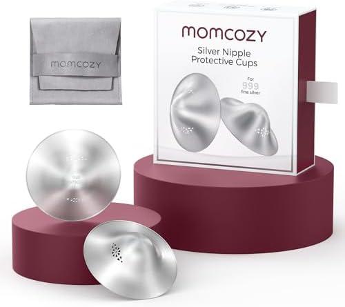Momcozy 999 Silver Nursing Cups Original Perforated Breathable Design, 999 Silver Nipple Cover for Breastfeeding Essential, Silver Nipple Shield for Nursing Newborn, Metal Nipple Shields, XXL Size