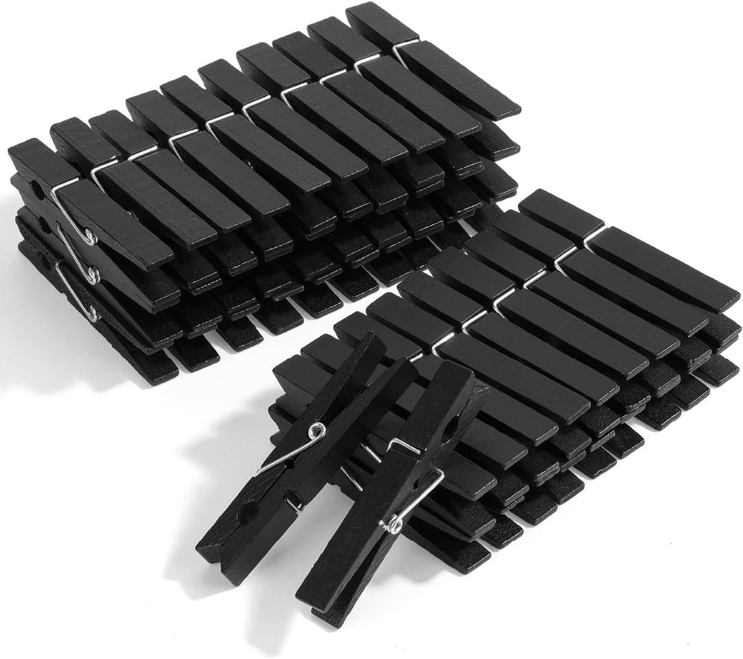 Mr. Pen- Natural Wood Clothes Pins, 50 Pack, 2.9 Inch, Black, Rust Resistant