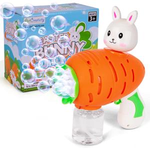 2 x ArtCreativity Bunny Bubble Gun  Fun Carrot-Shaped Easter Bubbles Toy with 100ml Solution  Perfect Easter Stuffers for Kids, Toddler Boy Basket Stuffers, and Bubble Play for Boys & Girls (8 inches x 3 inches x 6 inches)