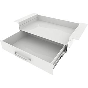 GOME White Under Desk Drawer Storage with Laptop/Book/Folders Shelf, Double Layer Easy Slide-Out Undermount Drawer Organizer with Ball Sliding Track for Home Office Sit-Stand Workstation