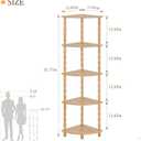MaxSmeo Corner Bookshelf, 5-Tier Corner Shelf Stand, Modern Corner Plant Shelves with Storage, for Bedroom, Bathroom, Kitchen, Living Room (Rustic Walnut)